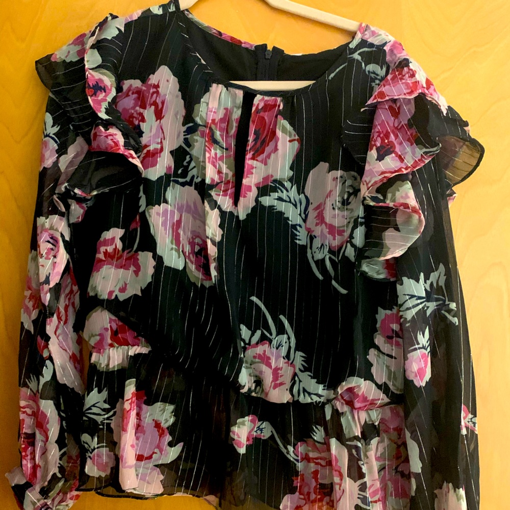 New! Floral blouse with silver accents